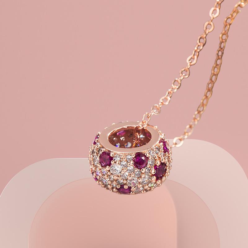 Pink Zircon Diamond Lulu Pendant Necklace - Vintage Style Women's Light Luxury Jewelry