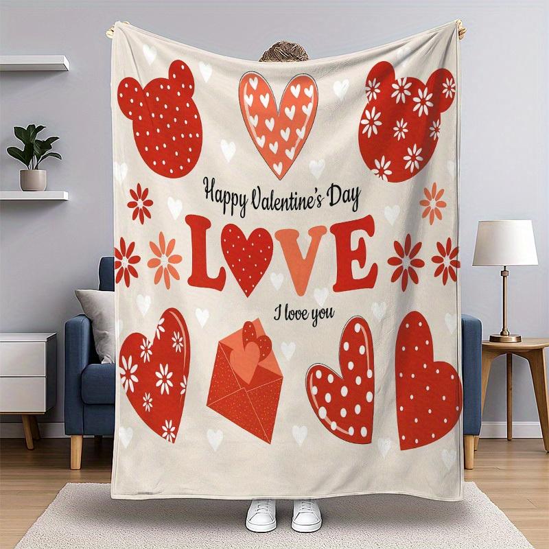 

Valentine s Day heart pattern Flannel printed blanket suitable for all seasons suitable for living room office sofa and travel 75x90cm28x39in