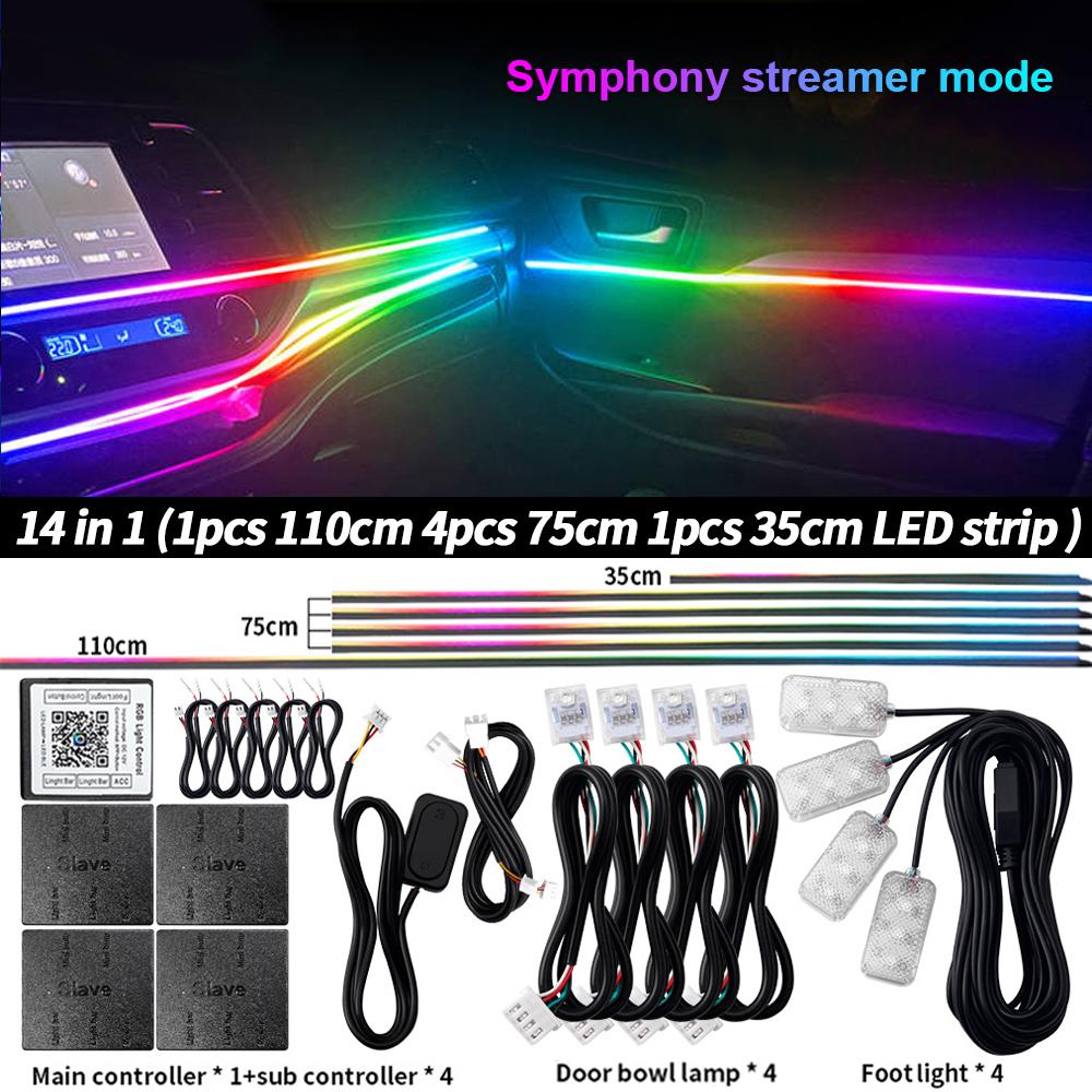 Car Accessories LED Ambient Light Interior Decoration Product Symphony Full Colors Streamer Hidden Acrylic Strip For BMW Toyota