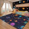 Outer Space Galaxy Rug for Kids Bedroom, Solar System Play Carpet, Universe Theme Non-Slip Floor Mat for Boys and Girls