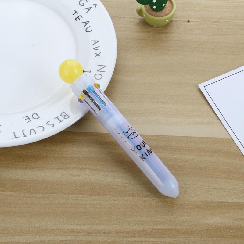 Ten-color Ballpoint Pen Girl Heart Cartoon Press Multi-color Pen Multi-function Color Handbook Pen Creative Cute Pen