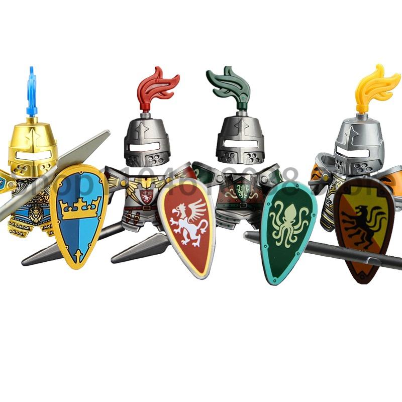 Medieval Military Figures Octopus Sea Demon Knights Building Blocks Weapons Accessories Sword Temple Spear Shield MOC MINiBricks