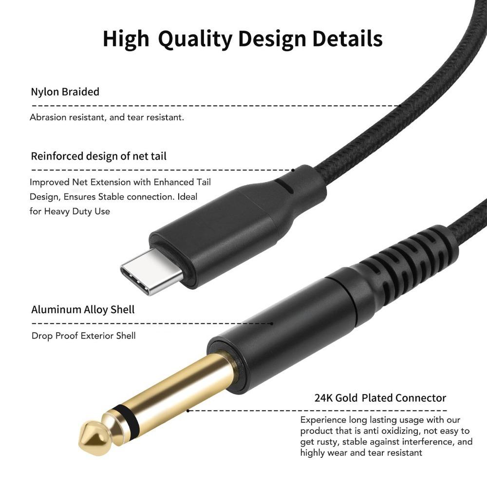 

1/4 Inch USB C to 6.35mm Cable Plug and Play USB Type C Audio Cable Speaker 1m/3.3ft