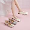 Augustine silver Mary Jane shoes 2025 new summer French thick heel beautiful single shoes not tired feet with skirts