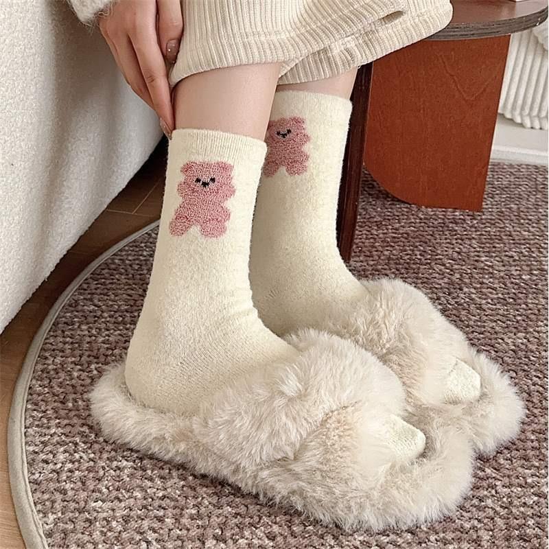 Australian velvet socks women's boneless medium tube socks winter velvet thickened warm confinement socks fluffy home sleep floor socks
