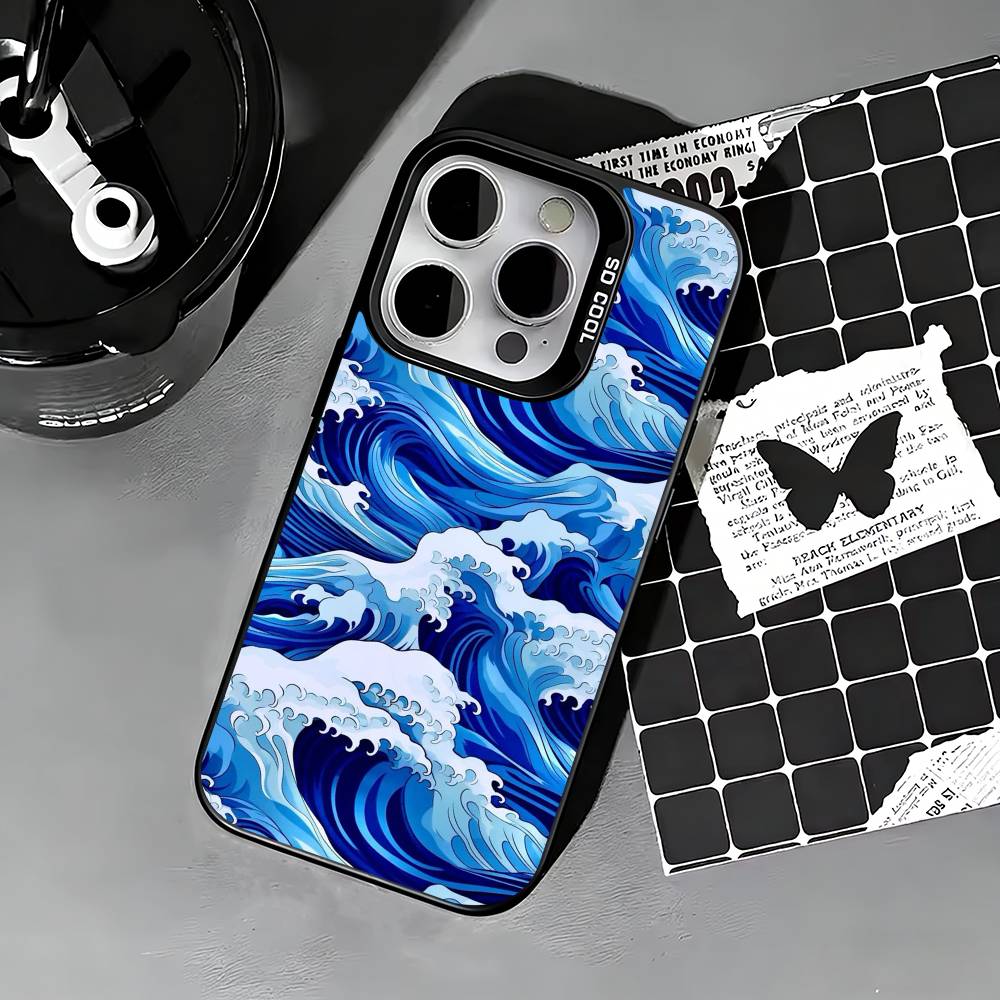 G-Great Wave Off Kanagawa Phone Case For iPhone 17,16,15,14,13,12,11 Plus,Pro Max,XS,Colored silver phone case