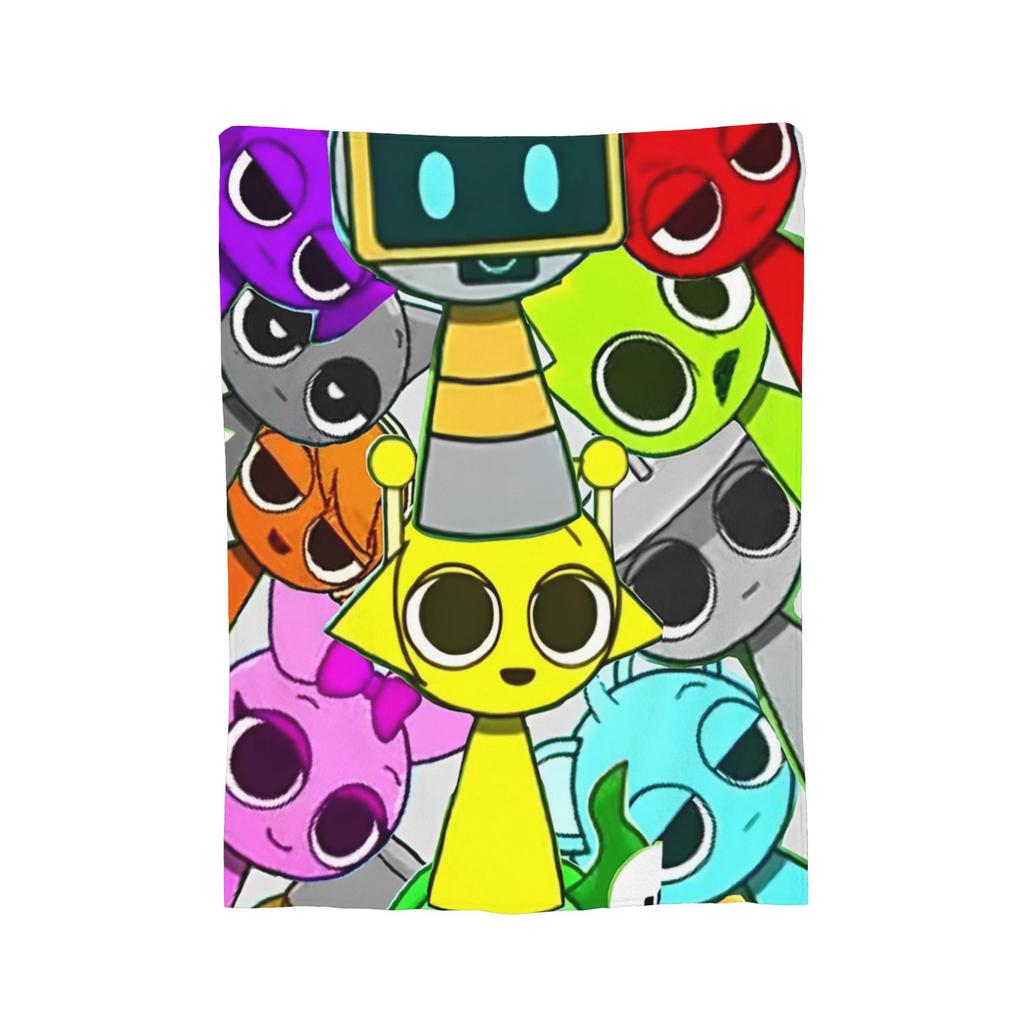 Coperta Gioco Cartone Animato Sprunki Incredibox Coperta Plaid in Flanella Decorazione Estiva per Condizionatore Morbida Calda Copriletto