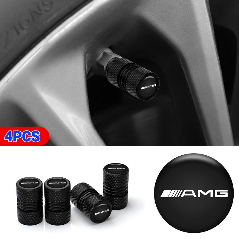 4PCS Aluminum Alloy Car Wheel Tire Valve Caps Tyre Stem Protect Cover For Mercedes Benz AMG Class A W222 W204 W214 CLS CLE CLA