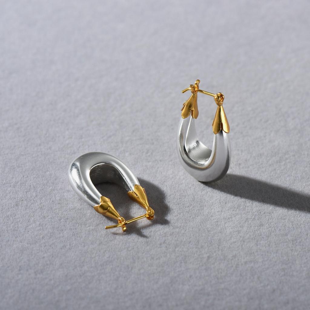 Premium Metal Texture Fashionable U-Shaped Ear Buckle Earrings Niche Design Trend Temperament Color Matching Earrings