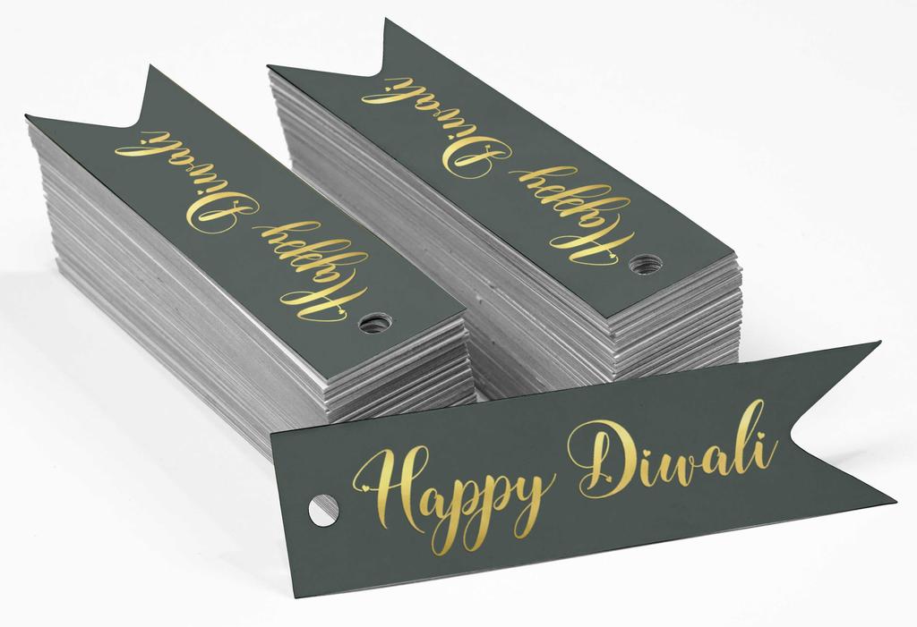 Inkdotpot Pack Of 100 Happy Diwali Favor Paper Tags Craft Real Gold Foil Hang