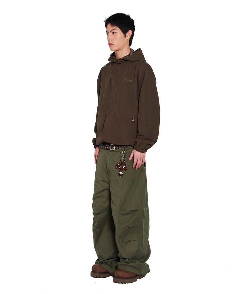 AAKAM Knee Pin-Tuck Side Button Pants (Khaki)