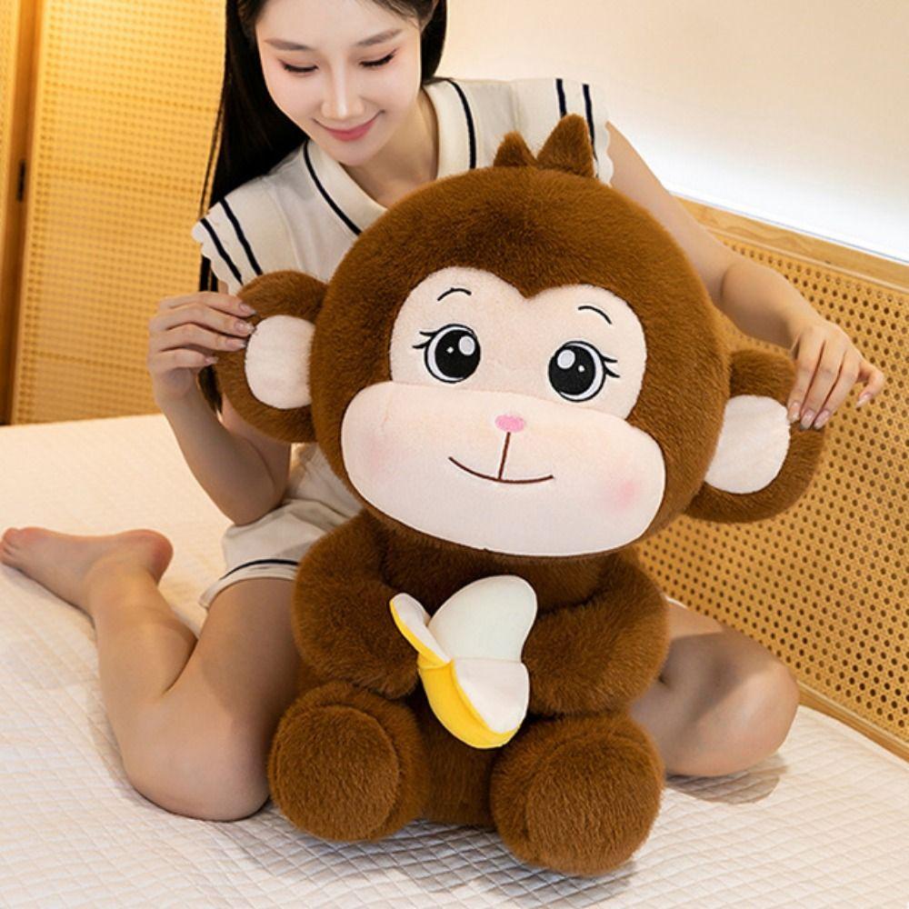 PP Cotton Banana Monkey Plush Toy Fluffy Banana Monkey Doll Monkey Stuffed Doll  Party Decorate