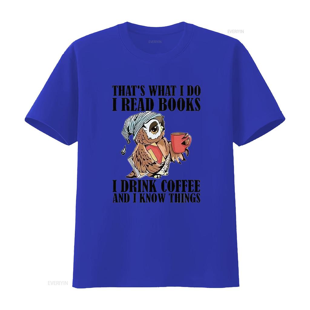 Women T Shirt That S What I Do Read Books Drink Coffee And Know Things Print Round Neck Tops  Casual Vintage Washed Slightly