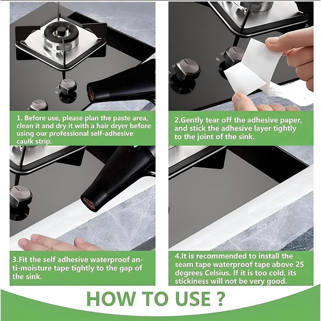 Waterproof and Mold Proof Self-Adhesive Sealing Tape for Toilet, Kitchen, and Bathroom