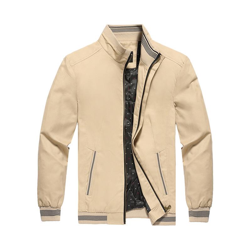 Jacket Men's Spring and Autumn New Style Pure Cotton Washed Stand Collar Jacket Teenagers Casual Large Size Jacket