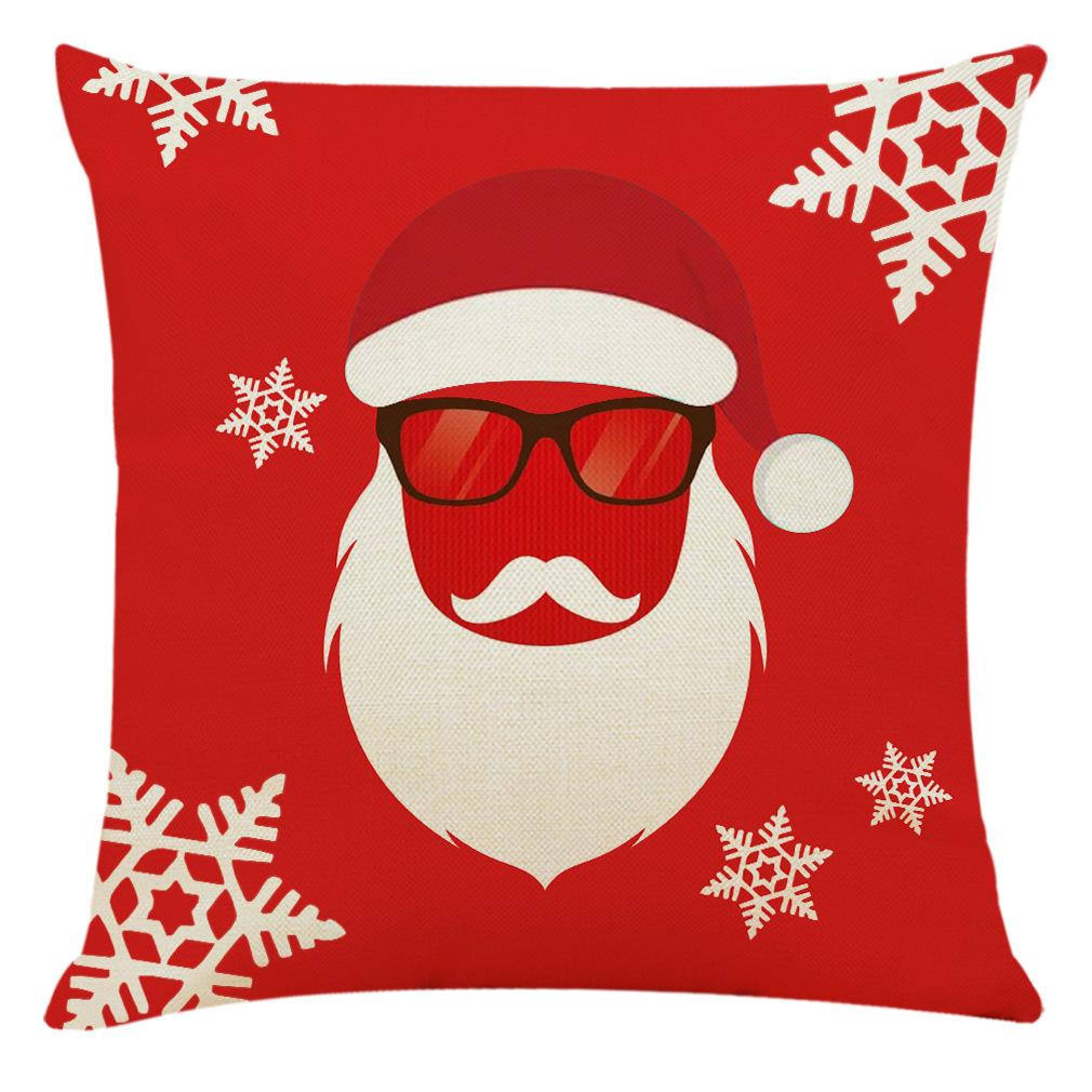 Red Plaid Elk Deep Forest Christmas Pillow Cover Home Sofa Cushion Cover