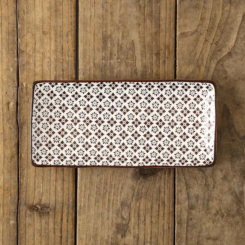 Stoviglie in Ceramica Stile Nordico Creativo Ristorante Piatto Rettangolare per Sushi Frutta Snack Domestici Piatto Piano Poco Profondo per Portata Principale