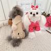 New Fashion Khaki Red Stripe Puppy Rompers Outfits Classic Four Feets With Hat Jumpsuits For Small Medium Dog Poodle Pet Clothes