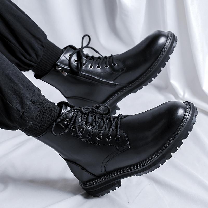 Autumn and winter Martin boots men's Chinese British style black tooling boots Korean version trendy men's short boots 1132-R
