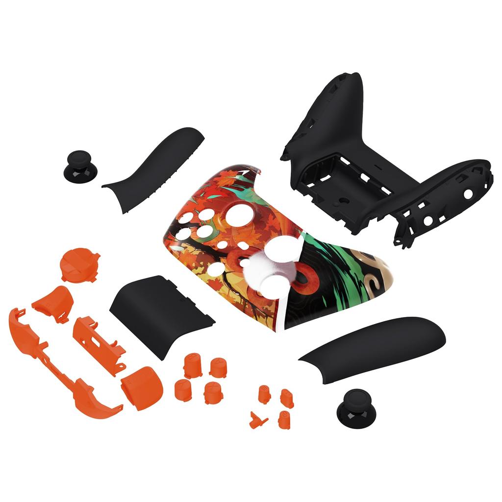 EXtremeRate Komplettes Gehäuse-Tasten-Set für Xbox Series X S Ersatz Seitenschienen-Griff Vorder- Rückplattenabdeckung für Xbox Core Wireless Controller Nicht Leaf &