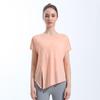 Women's Quick-Dry Short-Sleeve Yoga Top with Side Slit & Tie-Up