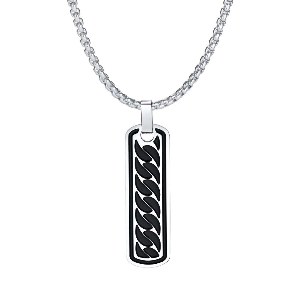 European and American Men's Simple Black Oil Dripping Non-fading Necklace Hip-hop Trendy Brand Versatile