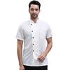 Hotel Chef Clothes Stand Collar Single Breasted Short Sleeve Breathable Overalls Stain Proof Cotton Blend Summer Chef Shirt Restaurant Kitchen