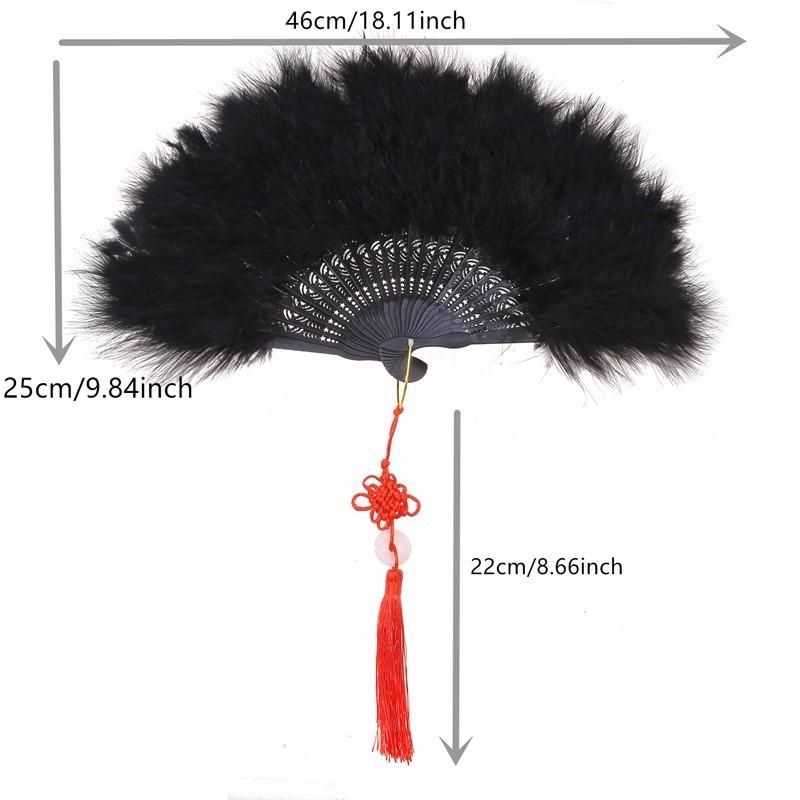 Feather Folding Fan Japanese Sweet Fairy Girl Dark Gothic Court Dance Hand Fan Art Craft Gift Wedding Party Decoration