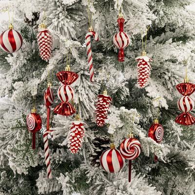13 Stücke Weihnachten Süßigkeiten Krücke Lollipop Tannenzapfen Weihnachtsbaum Hängende Anhänger Ornamente Weihnachtskugel Ornament Dekoration Noel Geschenk