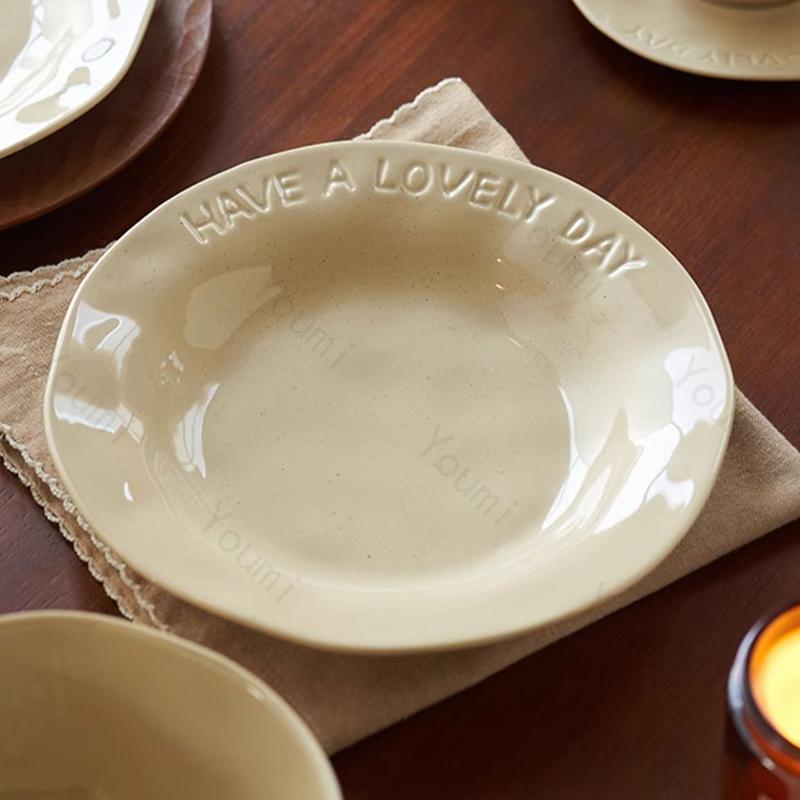 Creative Irregular Ceramic Plate Light Luxury Restaurant Pasta Dining Plates Cake Dessert Plate Home Afternoon Tea Tableware