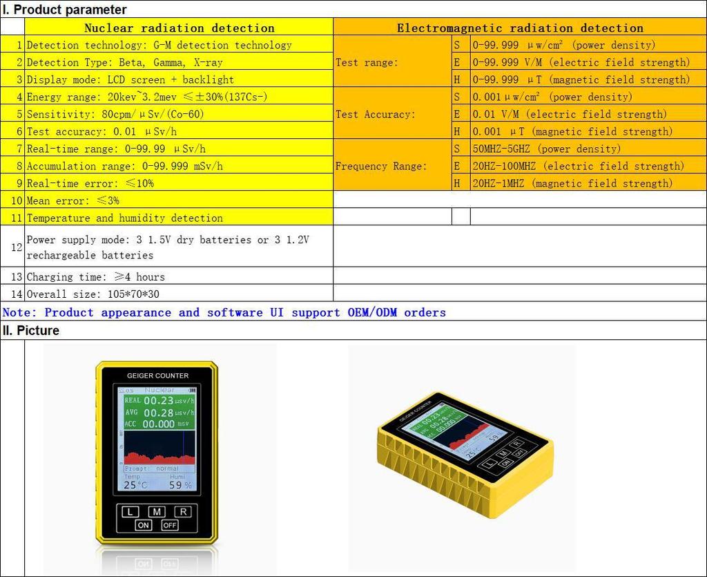 XR3 PRO BR-9C: 4-in-1 Geiger Nuclear, Electromagnetic Radiation, Temperature, and Humidity Detector
