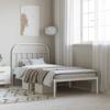 Metal Bed Frame with Headboard White 107 X 203 Cm