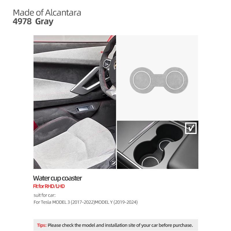 For Tesla 2018- Model 3 Highland Y Juniper Made of Alcantara Wireless Charge Panel Trim Sticker Cup Mat Car Interior Accessories