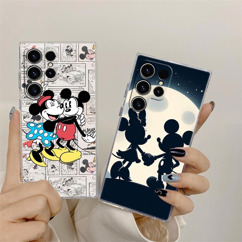 Disney Love Mickey Minnie Transparent Case For Samsung Galaxy S26 S25 Ultra S24 S22 S26 Plus S20 S23 S21 S25 FE 5G Clear Cover