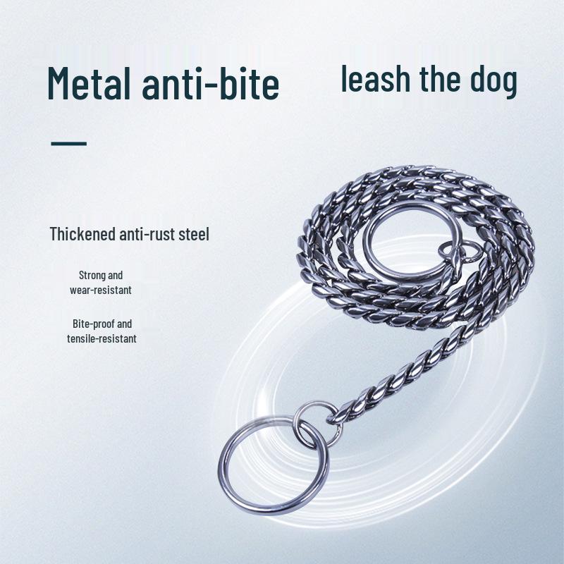 Non-Choking, Bite-Proof, Pull-Resistant Stainless Steel Dog Chain - Thickened, Sturdy, and Wear-Resistant.