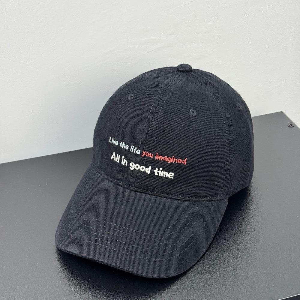 Fashion Hat autumn and winter new Korean version color letter embroidered baseball hat men and women sunshade simple big head circumference soft top