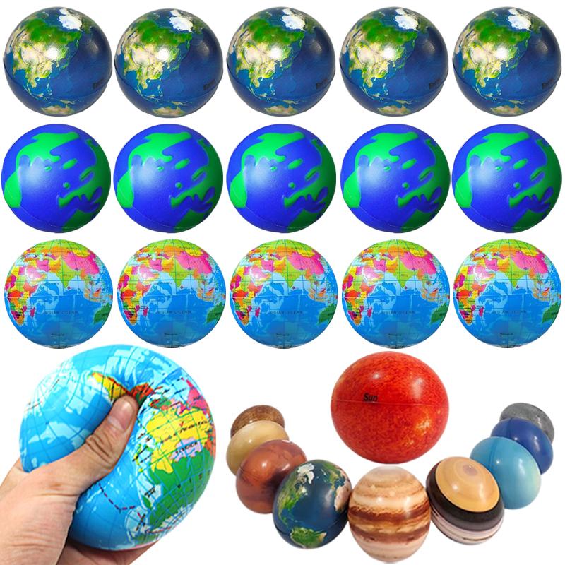 Toys Educational Mini World Earth Stress Balls Toy Foam Planet PU Globe Squeezable Balls Finger Exercise Stress Relief Children