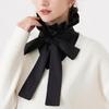 Womens Elegant Detachable Faux Collar Ruffled Bowtie False Collar Half Shirt Crop Top Blouses Fashion Clothing Accessory