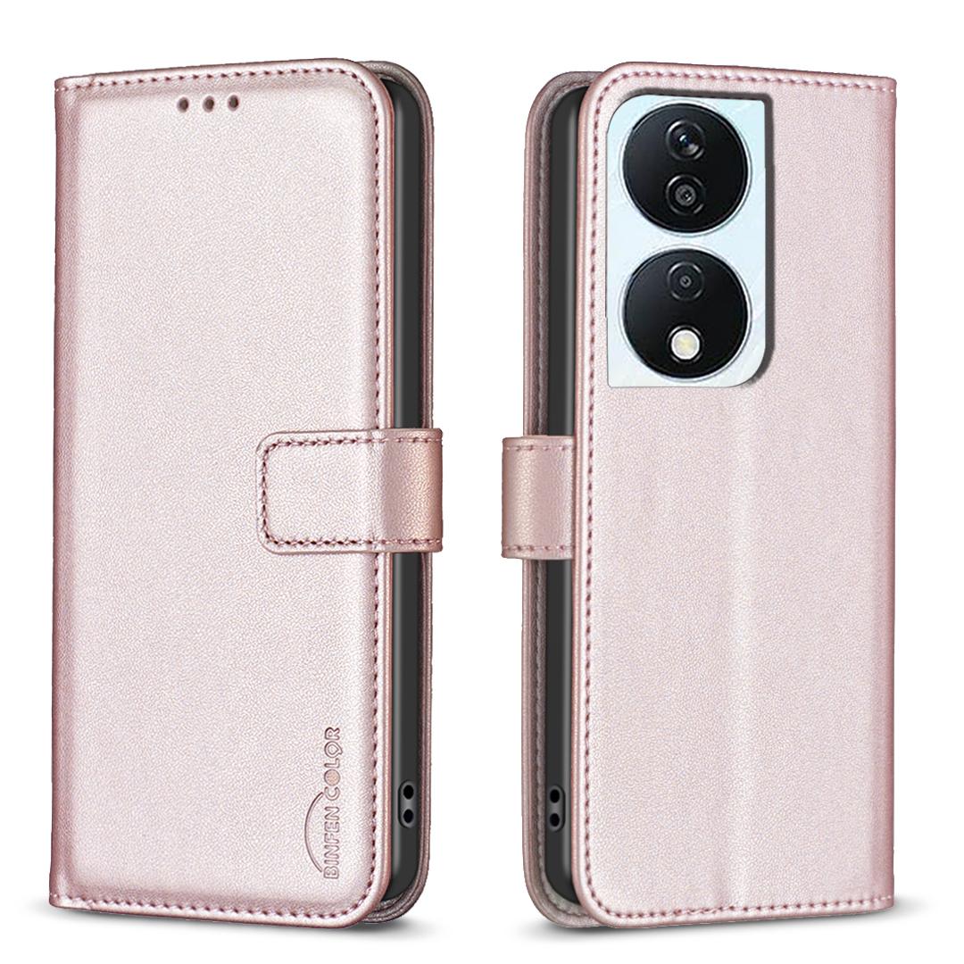 

BINFEN COLOR BF17 For Honor X7b 4G/90 Smart Phone Case PU Leather Phone Wallet Cover Rose Gold