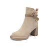 Fashion 2025 New Autumn Women Boots Round Toe Chunky Heel Cow Suede Leather Women Shoes Short Modern Boots Daily Shoes Platform Boots