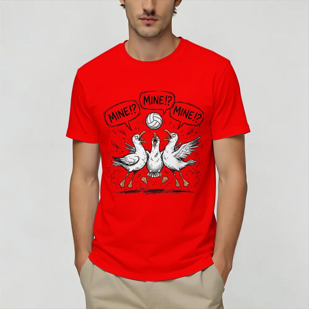 T Shirt Summer Mine Seagull Funny Beach Volleyball Hip Hop T Shirts Pure Tee Shirt for Unisex Size Short Sleeve Top Tees