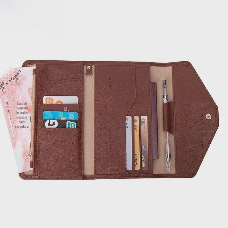 Etui na paszport RFID Xiangyin: Skórzany portfel podróżny składany na trzy z przegródkami na ID i karty