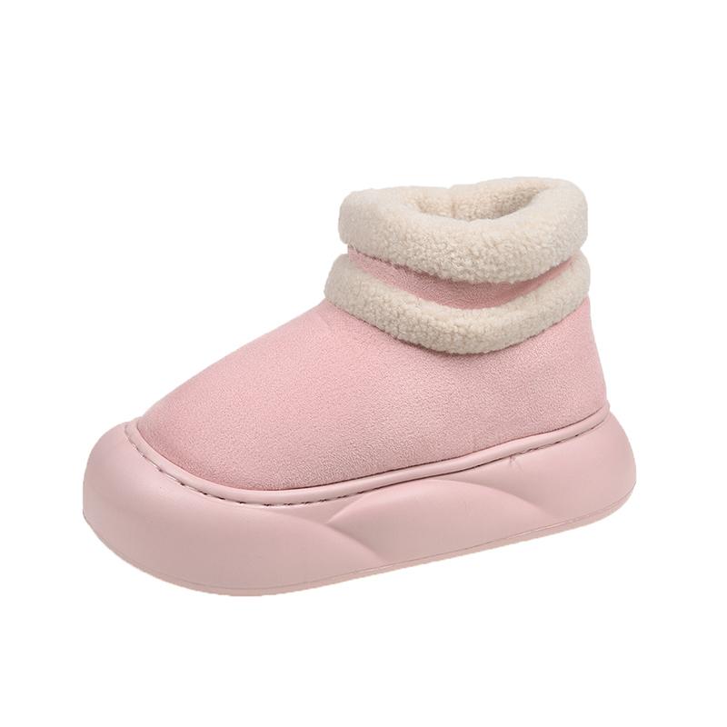 

Мода 2024 Женские теплые зимние ботинки на толстой подошве Модные зимние ботинки на плоской подошве с круглым носком Милые ботинки на толстой подошве для женщин Повседневные ботинки для женщин 40-41 розовый