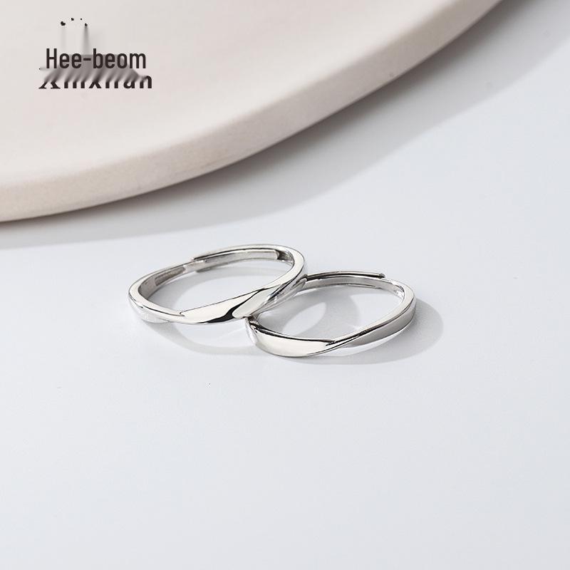 S925 Sterling Silver Möbius Strip Couple Rings: Unisex Open Design