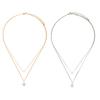 Fashion Women Necklace Shiny Rhinestone Faux Pearl Double Layer Choker Chain Necklace Jewelry for Gift