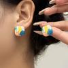 Silver Needle Dongdaemun Fresh Colorful Earrings - Simple, Versatile, Luxury Studs with a High-End Sense