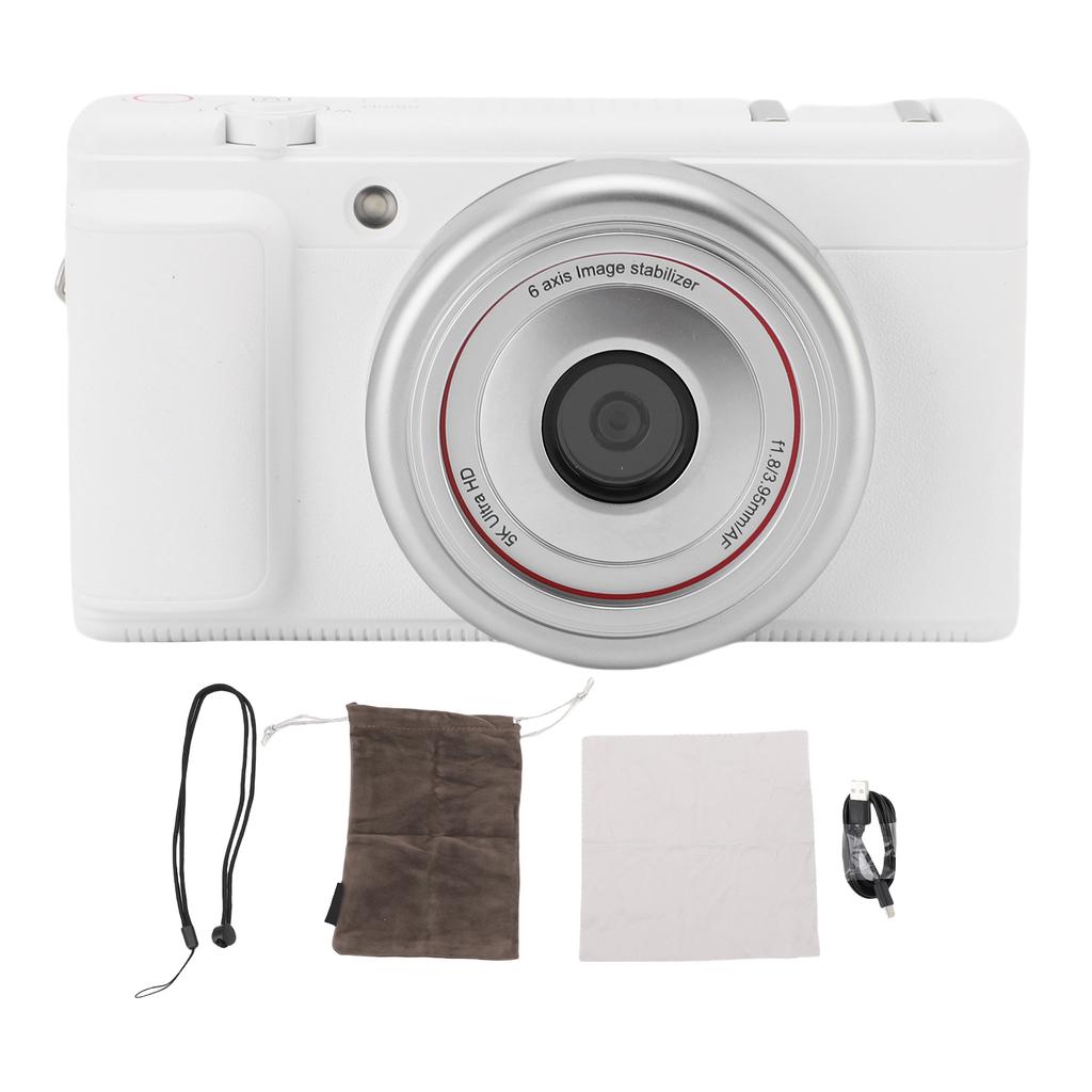 Vlog Camera 2.8 Inch Color Flip Screen Autofocus 80M Photo 5K30fps Video 16x Digital Zoom F1.8 Large