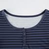 Striped Scoop Neck Slim-fitting T-shirt Women Casual Long Sleeves Button Crop Pullover Sexy Versatile Bottoming Top