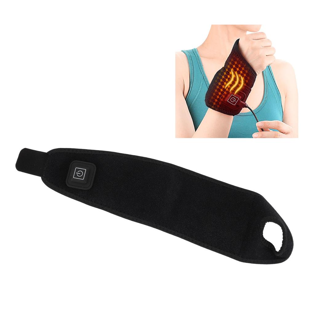 Heated Wrist Brace USB 3 Temperature Control Hook and Loop Wrist Heating Pad Wrap for Elbows Hand Ankles