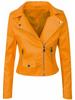 EU-Größe Schlanke Reißverschluss PU-Lederjacke für Damen - Einfarbige Herbst-/Winterkollektion